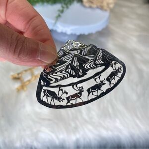 Vintage Wild Byrde Brooch Silver Mountain Peaks Four Elk Deer Moose Bucks RARE